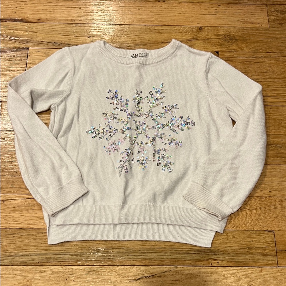 H&M Cream Sweater with Sequin Snowflake